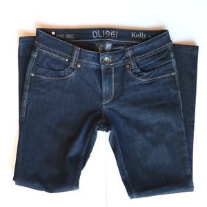 DL1961 dark wash straight leg 4-way stretch jeans